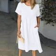 thumbnail image 1 of SMihono Robe Maxi Bohème d'Été pour Femmes Grande Taille Mode Féminine Manches Courtes Col Rond Poche Robe Longue Rétro Plage Robe d'Été, 1 of 5