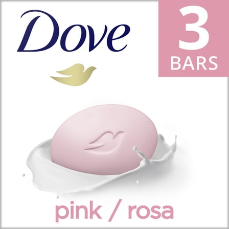 Dove Beauty Bar Gentle Skin Cleanser Pink More Moisturizing Than Bar Soap Moisturizing for Gentle Soft Skin Care 3.17 oz, 3 Bars