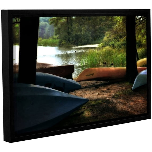 ArtWall Kevin Calkins "Kayaks at Rest" Gallery-Wrapped Floater-Framed Canvas