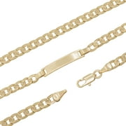 BEBERLINI Cuban Diamond Cut ID Bracelet 14K Gold Filled Engravable Jewelry Gift For Baby Kid Girl Width 5.05 mm | Length 6.5"