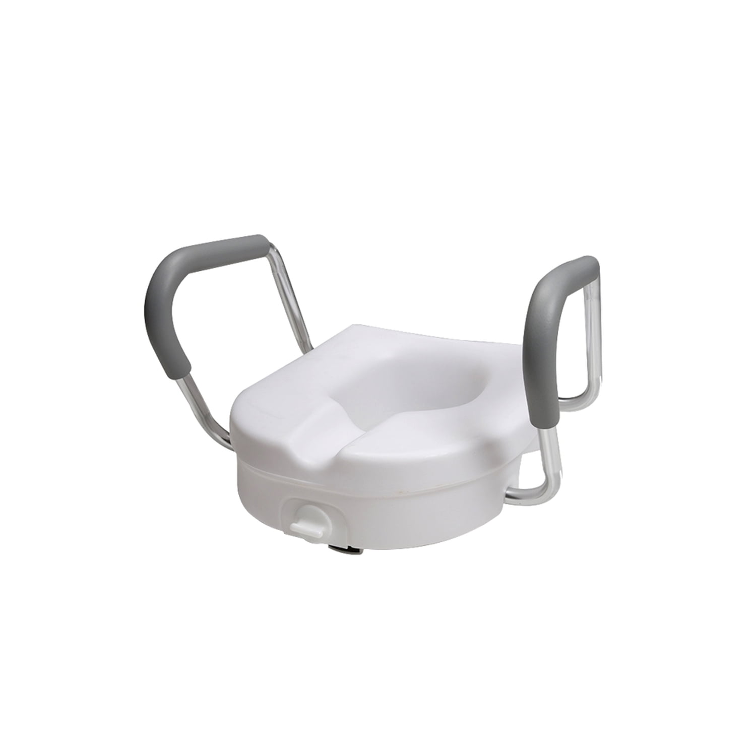 PCP Molded Toilet Seat Riser With Fixed Arm Rests, White, 5 inch rise