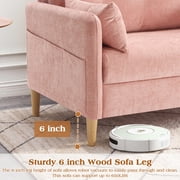 BedLuxury 47'' Wide Loveseat, 2-seat Chenille sofa with 2 Pillows for Living Room and Small Spaces, Pink