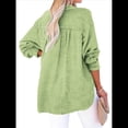thumbnail image 3 of Blusas Casuales de Larga con Cuello en V y Botones para Mujer, Blusas Lisas de Gran Tamaño. Verde XXL, 3 of 7