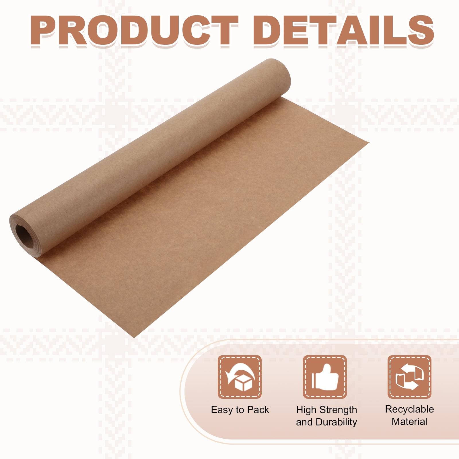 Uxcell Kraft Wrapping Paper, 15"x 393"(32.8') Decorative Paper Kraft Craft Paper for Gift Wrapping Bouquet Flower Bulletin Board Art Painting Craft Packaging Shipping, White 296GSM