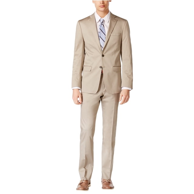 Calvin Klein - Traje formal de dos botones para hombre, color canela, beige, 42 de largo/35 de ancho x 36 de largo Calvin Klein dos botones
