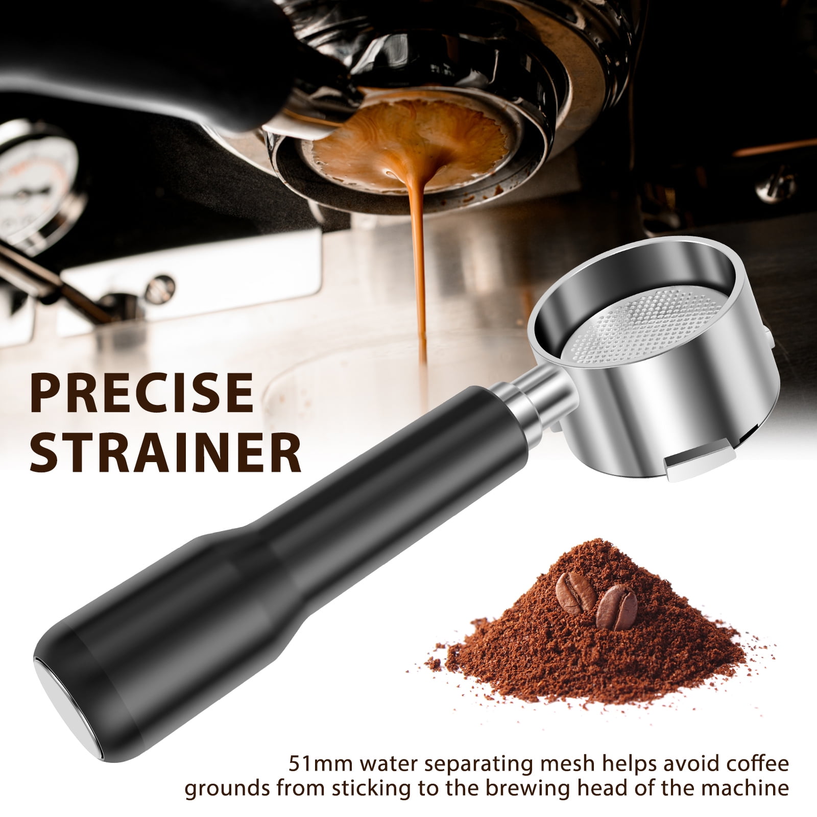 Austok Bottomless Portafilter 51 mm with 3 Ear Espresso Puck Screen Compatible with DeLonghi EC680/EC685 with Stainless Steel Sieve