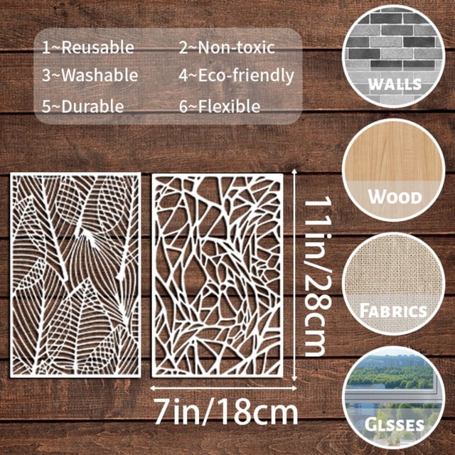 Geometric Texture Graffiti Template Set 16 Pcs Square Flower Pattern Stencil for DIY Art Projects on Canvas or Paper