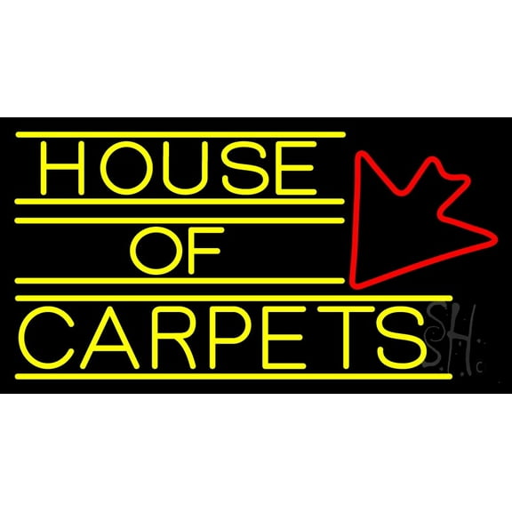 House Of Carpets LED Neon Sign 13" Tall x 24" Wide - inches Black Square Cut Acrylic Backing, with Dimmer - Premium built indoor Sign for Storefront, Store interior, Exhibition, Decor.