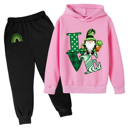 

Baby Clothes for Girls Hoodie Sweatshirt and Sweatpants Irish Festival Pullover Hoodie Set Tracksuit 2 Piece Little Girls Outfit Set