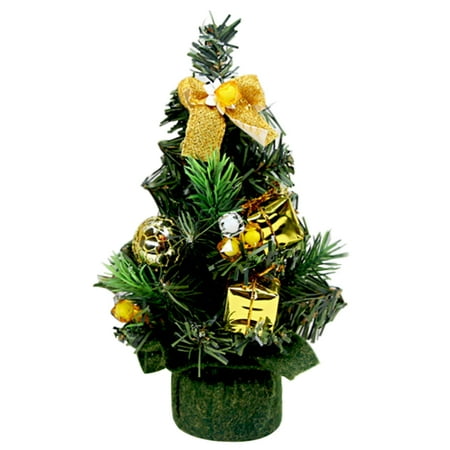 - Mini Christmas Tree, Outgeek Artificial Tree Miniature Christmas Table Centerpiece Fake Pine Plastic Tree with Hanging Ornaments,Golden