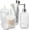 Clear, variant on Matte Black Bathroom Accessories Set, 4 Pack Black Bath Accessory Sets Complete, Diamond Glass Soap Dispenser and Toothbrush Holder Set for Countertop, Gothic Decor Organizer Essentials