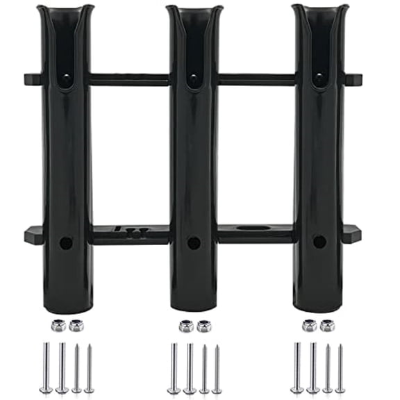 ISURE MARINE Fishing Rod Holder Bracket Wall Mounted Boat Side Mount Tool Holder Tube Links with Screws 3 Pole Tube (Black)