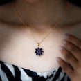 thumbnail image 5 of Rosec Jewels Floral Pendant Necklace with Lab Grown Blue Sapphire and Moissanite for Women, 10K Yellow Gold, 5 of 7