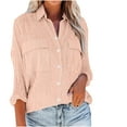 thumbnail image 2 of Dihao Plus Size Women Fall Shirts Women's Casual Loose Striped 3/4 Sleeve Shirt Women's Loose Top 3/4 Sleeve V-Neck Top/Shirt Long Sleeved V-Neck Top/Shirt, 2 of 6