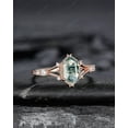 thumbnail image 4 of Hexagon Shape Moss Agate and Diamond Ring, Sterling Silver Elongated Moss Agate Engagement Ring, 14K Gold Promise Anniversary Ring Gift, 4 of 5
