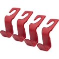 thumbnail image 1 of Car Headrest Hooks - Leather Car Purse Hanger Holder for Hanging Purses, Bags and Coats - 4 Pack/Red, 1 of 7