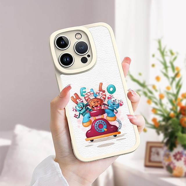 Haga una declaración con esta cubierta de teléfono a prueba de golpes de TPU con patrón de dibujos animados vibrante y vanguardista para iPhone
