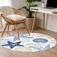 thumbnail image 5 of Blue Starfish Coastal Round Area Rug 4ft, Summer Beach Nautical Coral Sea Washable Non-Slip Circle Rugs for Bedroom Living Room Kitchen, Soft Non Shedding Circle Carpet for Dining Room Dorm, 5 of 9