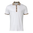 thumbnail image 3 of JTieacloth Classic Collared Shirt with Pocket Summer New Casual Men's Short Sleeved Shirt Solid Color Three Button Men's Shoulder Shirt White M, 3 of 4