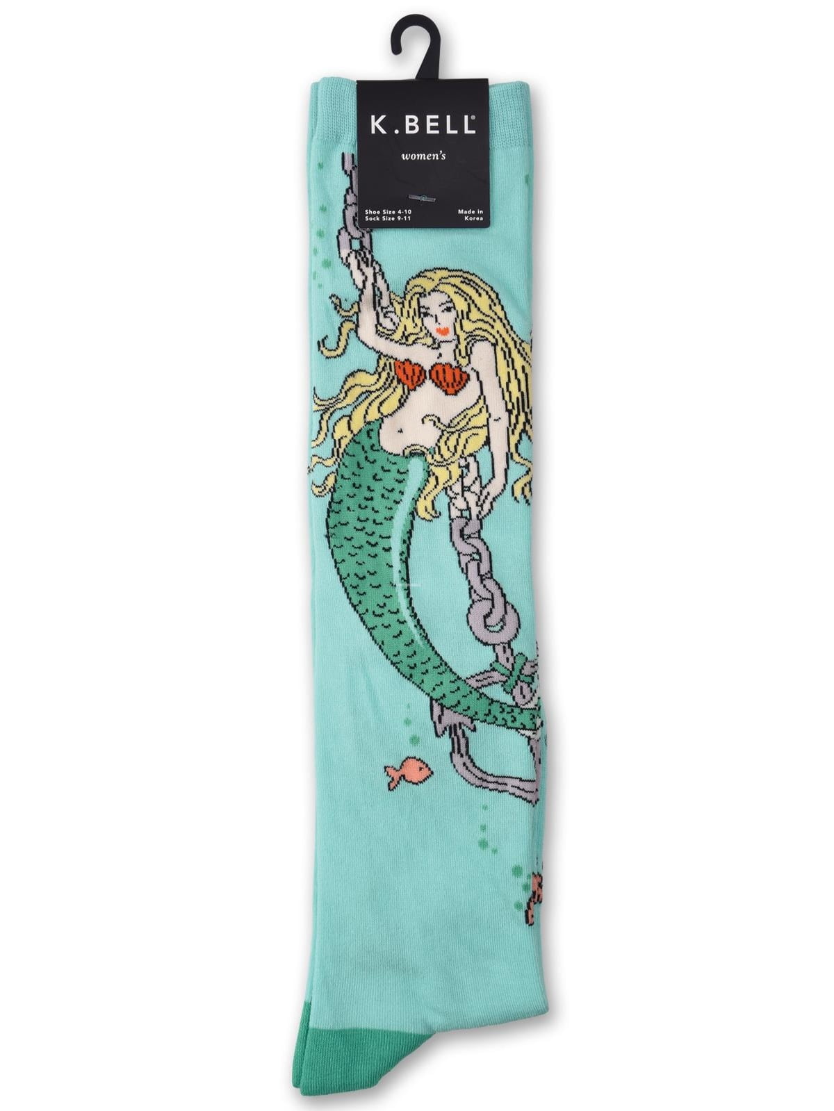 K.Bell Light Gray Great White Shark Knee High Cotton Blend Socks Ladies New