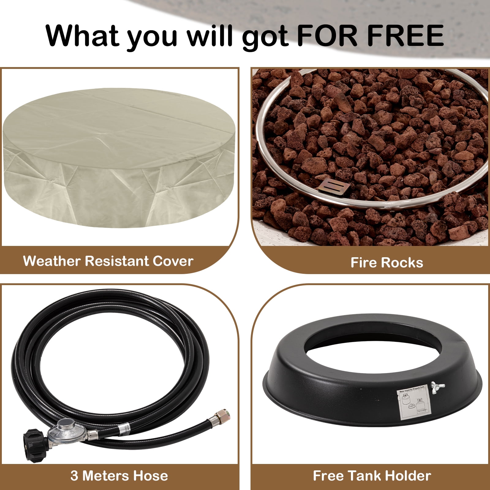 MOALCOFER 28'' Propane Gas Fire Pit with Tank Cover,40,000 BTU Outdoor Fire Pit Lava Rocks&Cover