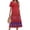 Deep Red, variant on Summer Women's Midi Dress, Round Neck Short Sleeve Retro Ethnic Print Dress, Casual Boho Striped A-Line Swing Dress, Elegant Fashion Outfits, Summer Womens Dresses (Green XXL)