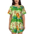 thumbnail image 1 of Fotbe African Animals in the Jungle Conjunto de Pijama Estampado para Mujer, 2 Piezas, Ropa de Dormir con Camiseta de Manga Corta y Shorts Suaves-Large, 1 of 6