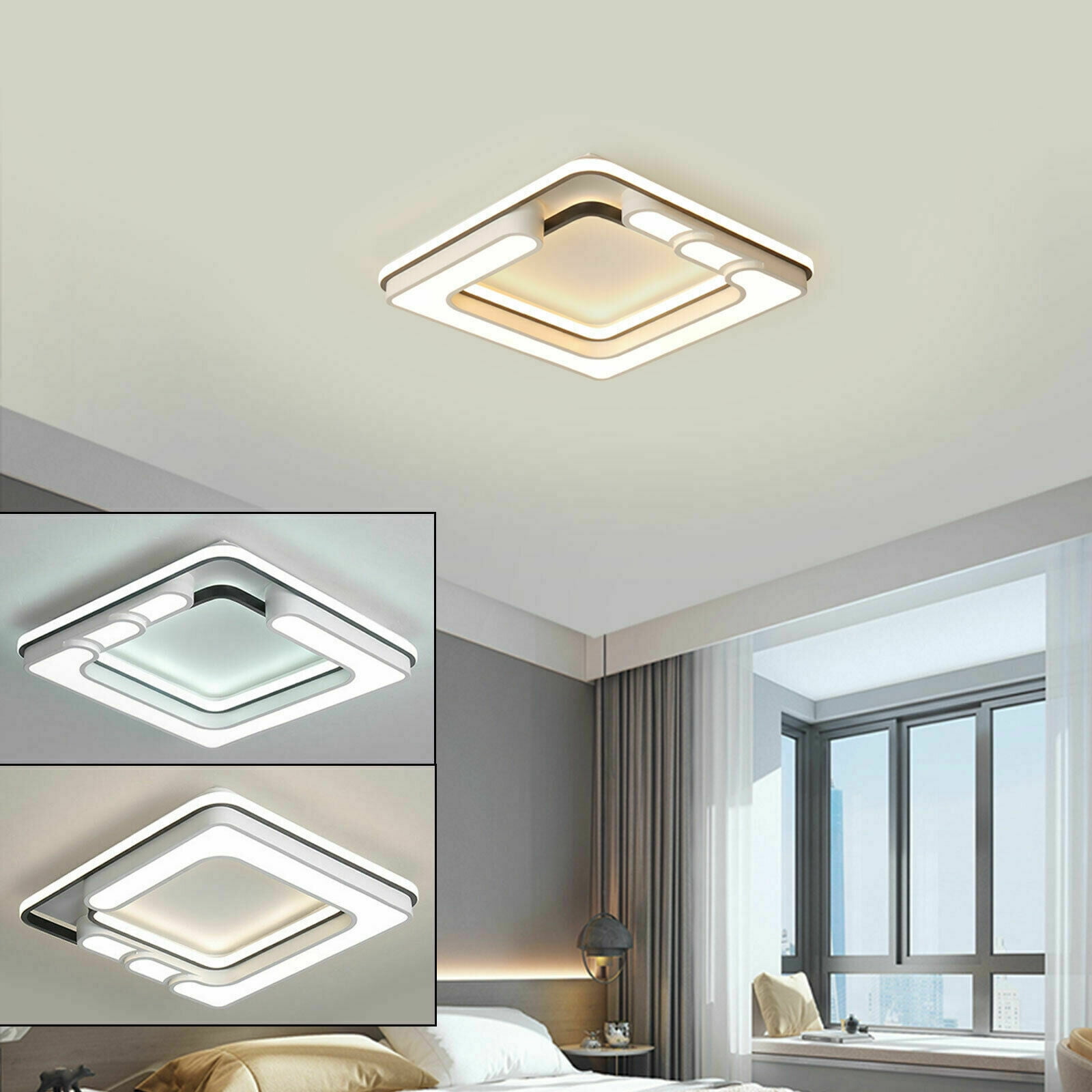 MONIPA LED Ceiling Light, Remote Control Ceiling Light Fixture LED 32W Dimmable Close to Ceiling Lights Flush Mount 15.7Inch Night Lamp