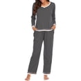 thumbnail image 1 of Hanerdun Women Pajama Set Female Sleepwear Long Sleeve Pjs, Gray M, 1 of 7