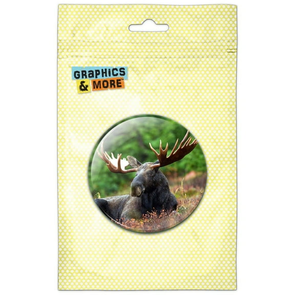 Moose Lying Down Pinback Button Pin Badge