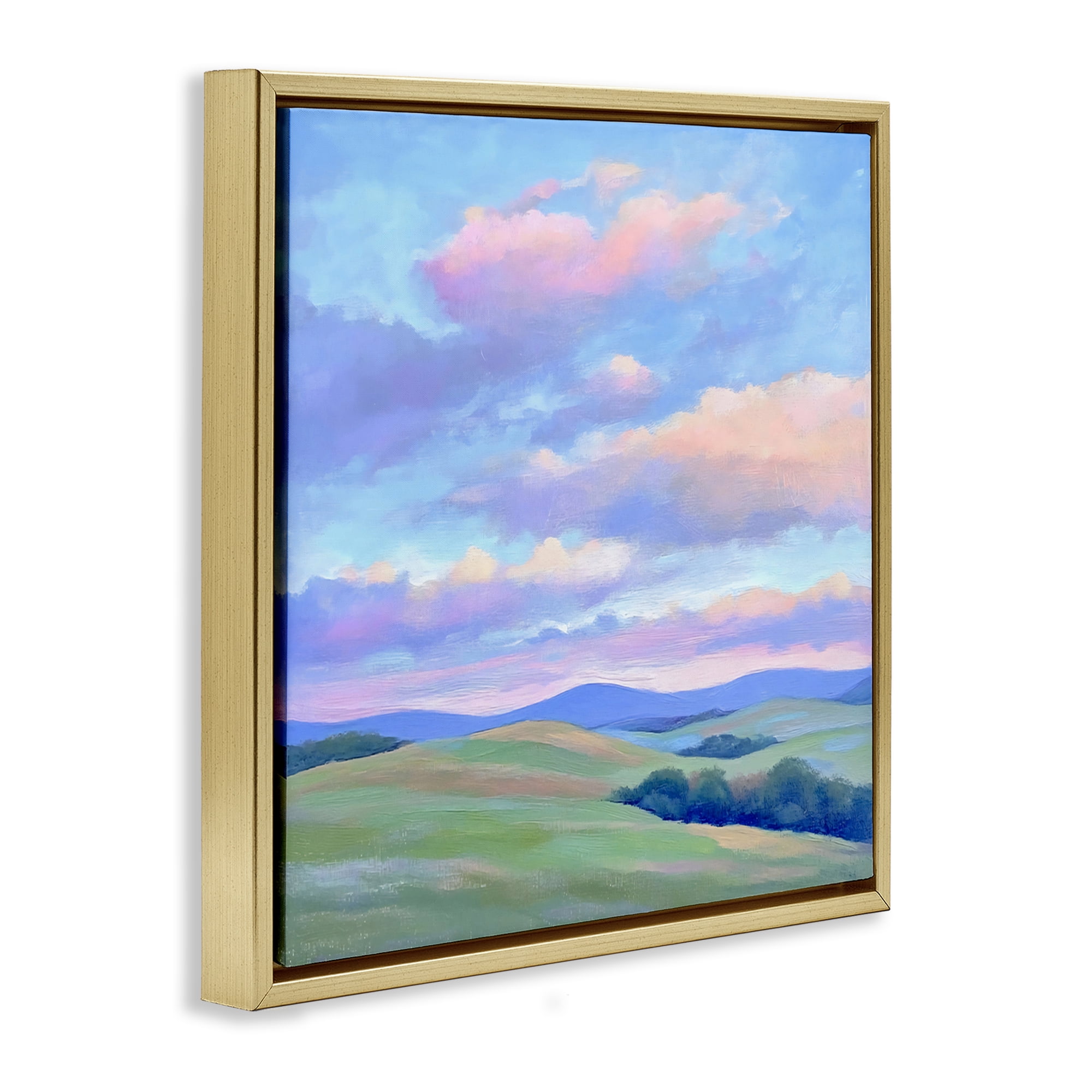 Stupell Industries Rolling Hills with Soft Sunset Gold Framed Floater Canvas Wall Art, design by Creative Studio