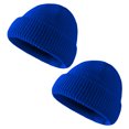 thumbnail image 1 of Paquete de 2 gorros de invierno para mujer, gorro de punto elástico, cálido y acogedor, plegable, 1 of 5