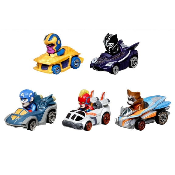 Racer Verse Marvel 5-Pack Character Car Assortment - Mattel Hot Wheels HPN409564 - 2.25" Scale Diecast Model Cars