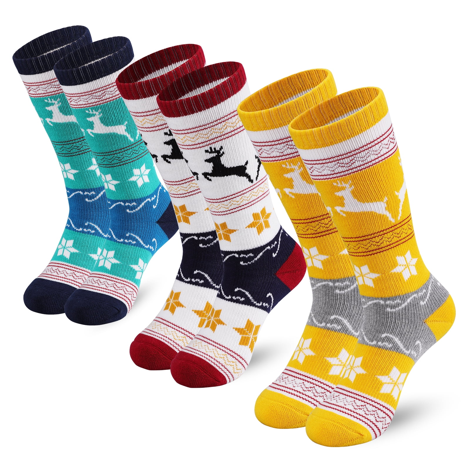 2 Pairs Merino Wool Ski Socks Full Terry for Toddler Kids Boy Girl Winter Warm Thermal Snow Socks 