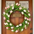 thumbnail image 7 of Tulip Wreath for Front Door, Ngxiha Spring Summer Wreath with Green Leaves Artificial Tulip Flower Wreaths Spring Decor Artificial Door Wreath for All Seasons Window Wall Wedding Valentines Day Decor, 7 of 7