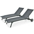 thumbnail image 1 of Gymax Ensemble de 2 Chaises Longues d'Extérieur Inclinables de Patio Réglables avec Roues Gris, 1 of 10