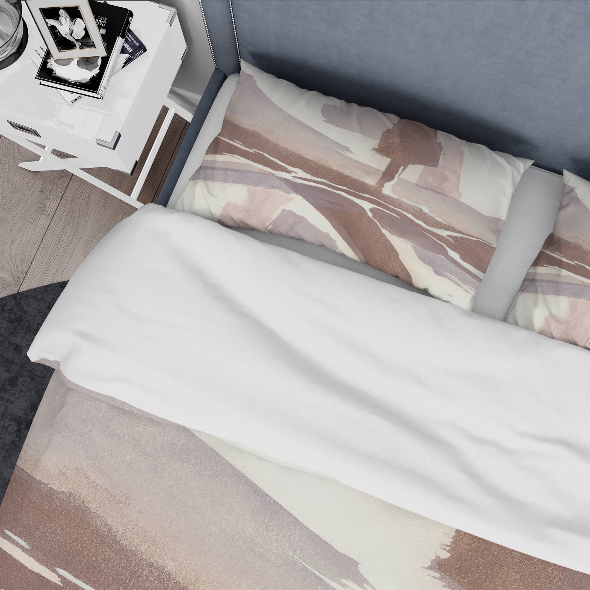 Designart 'White and Placid I Blush' Geometric Duvet Cover Set