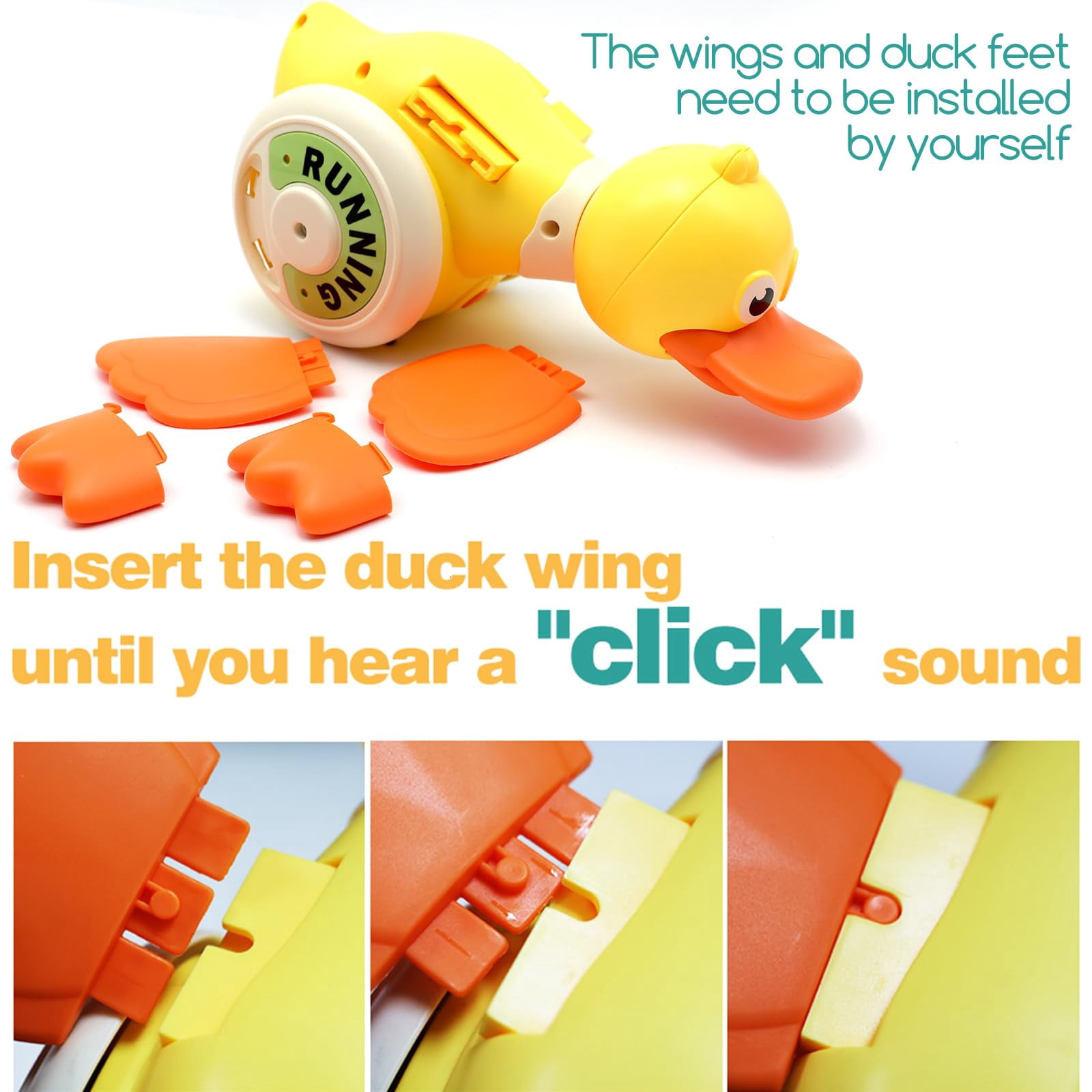 Baby Musical Duck Toys, Cute Running Duck Crawling Toys with Light & Music, Increase Baby Tummy Time Toys, Great Musical Crawl Toys for Infant 12-18 Months(Yellow)