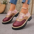 thumbnail image 6 of Women's Lace Up Loafers Fashion Floral Print Patent Leather Oxford Dress Shoes Wide Toe Box Slip On Ankle Boots Red 7, 6 of 9