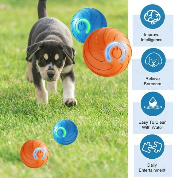 Interactive Dog Toys,Wobble Wag Giggle Ball Dog Toy, Automatic Moving Interactive Dog Ball, Usb Rechargeable, Great for Small To Large Dogs (Orange)