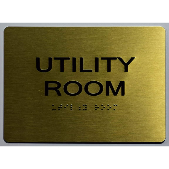 Utility Room Sign - Gold(Aluminium, Gold/Black,Size 5x7) The Sensation line