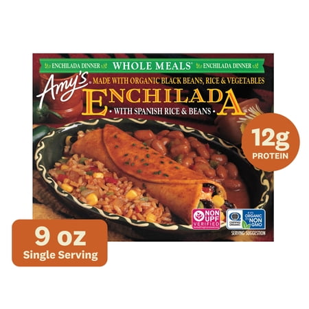 Amy's Frozen Meals, Black Bean Enchilada Whole Meal, Gluten Free Microwave Meals, 10 oz