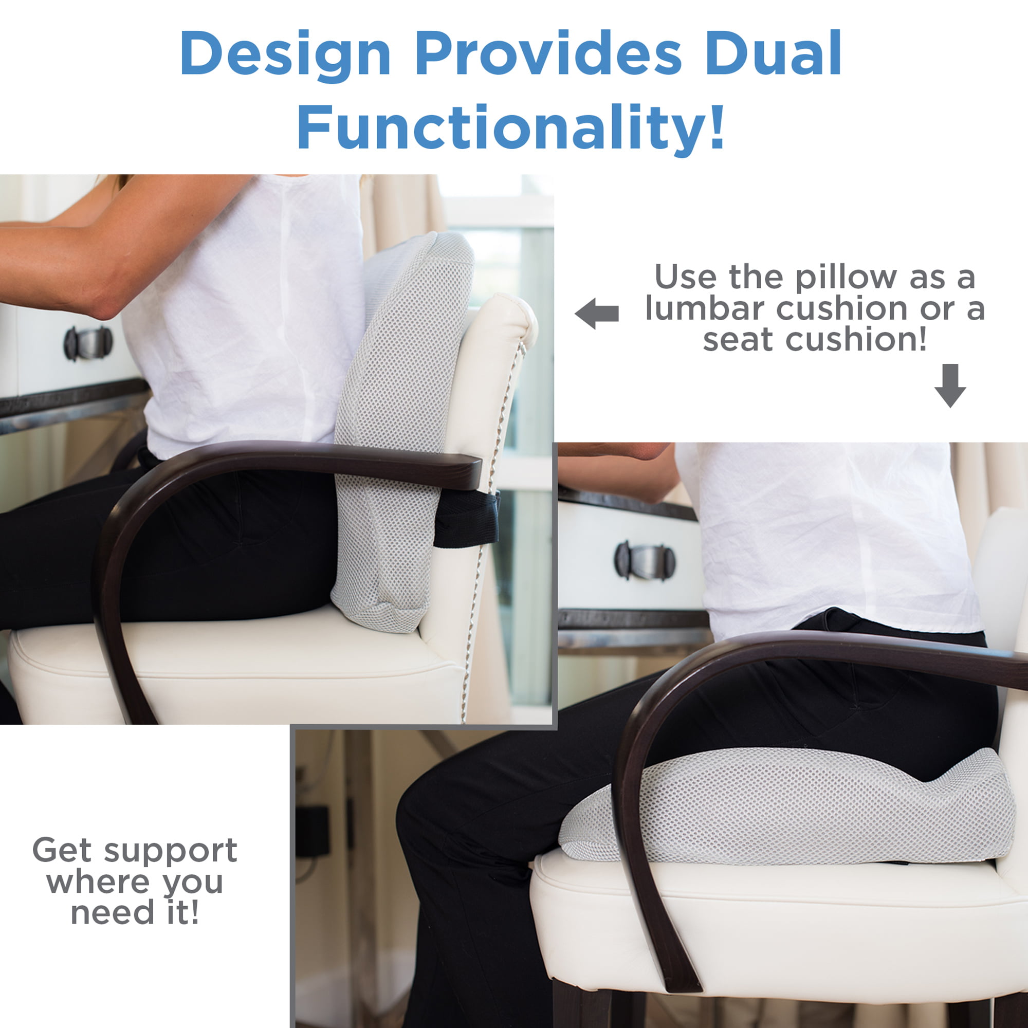 Lumbar Support Pillow, Memory Foam Cushion Back Support Pillow for Lower  Back Pain Relief, Back Support Cushion Back Pillow for Office Chair, Car,  Bed (GreyWhite) - Yahoo Shopping