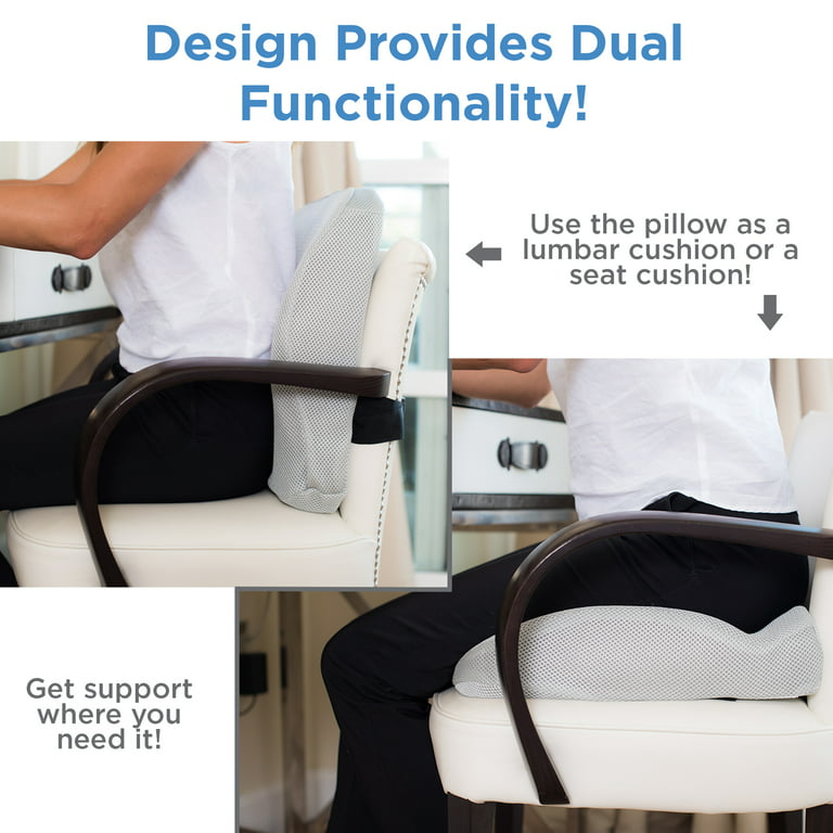 LOVEHOME Lumbar Support Pillow for Chair and Car, Back Support for Office  Chair Memory Foam Cusion with Mesh Cover for Back Pain