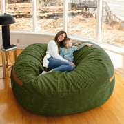 Big Joe Fuf 8Ft Giant Foam Bean Bag Chair, Oversized Couch with Removable Cover for Kids, Teens, Adults, Moss Green Corded Plush, 8 Foot