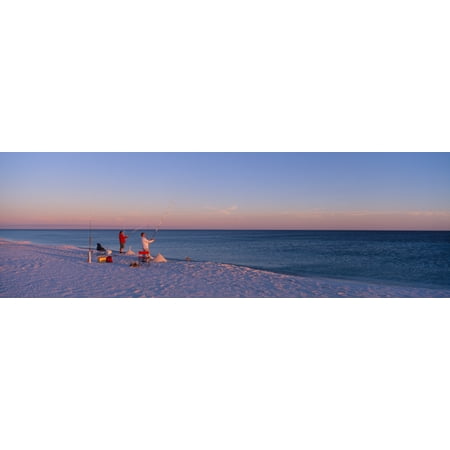 Surf fishing at Santa Rosa Island near Pensacola Florida Stretched Canvas - Panoramic Images (27 x