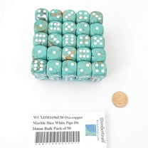 Oxi-copper Marble Dice with White Pips D6 16mm (5/8in) Bulk Pack of 50 Wondertrail