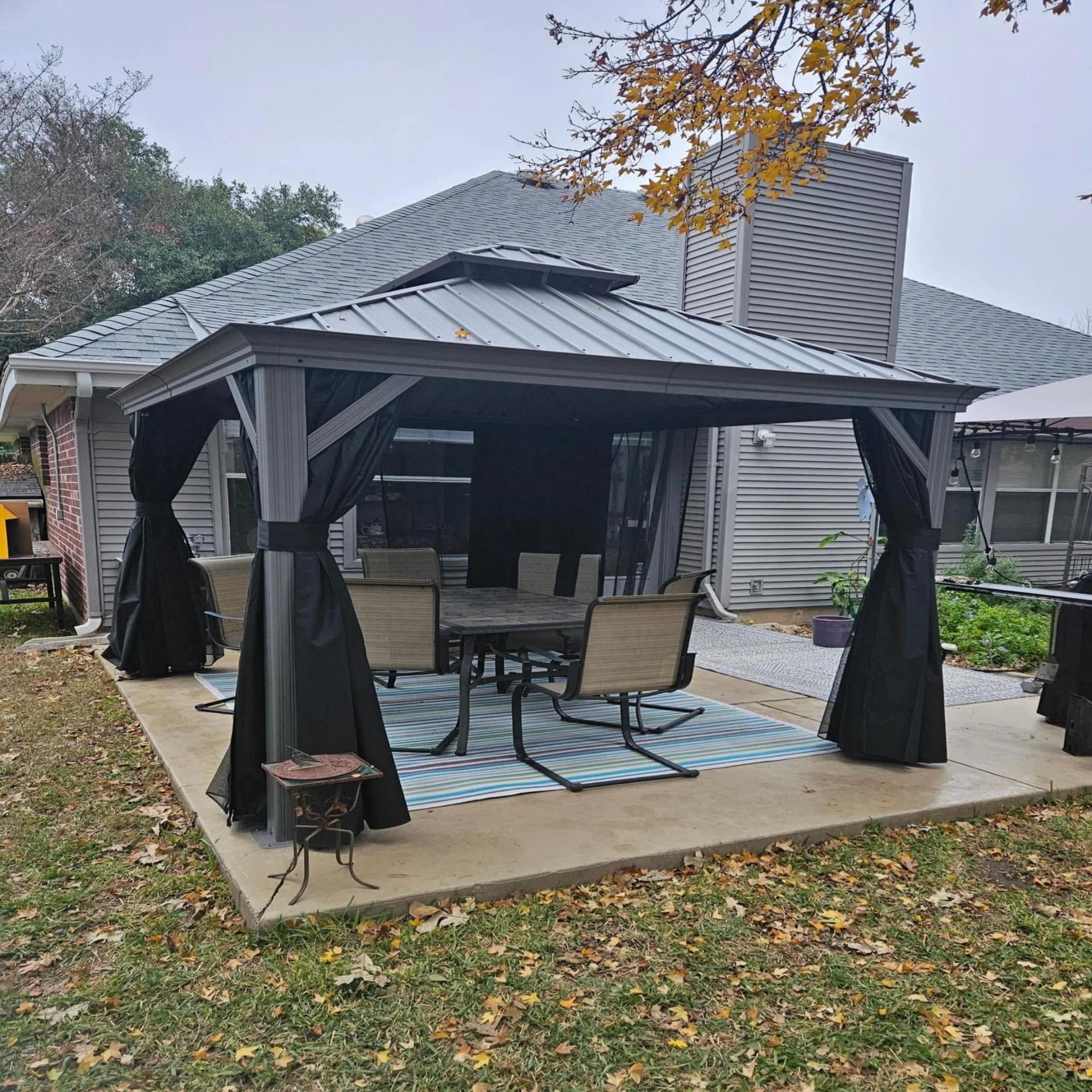 Purple Leaf 10' x 12' Outdoor Hardtop Gazebo with Double Roof Metal Gazebo,Light Gray