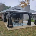 thumbnail image 3 of Purple Leaf 10' x 12' Outdoor Hardtop Gazebo with Double Roof Metal Gazebo,Light Gray, 3 of 18
