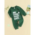 thumbnail image 3 of FEORJGP Infant Baby Boy Long Sleeve Jumpsuit Toddler Fashion Round Neck Shamrock Print Casual Romper Newborn Letter Print Daily Playsuit for Spring Fall, 3 of 9